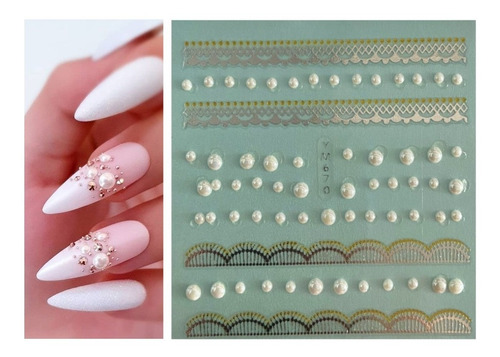 Perlas Piedras Decoración Sticker 3d Para Uñas Manicure